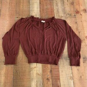 Gentle Fawn long sleeve crop top brown size small